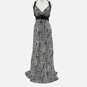 Jessica McClintock for Gunne Sax Zebra Print & Sequins Formal Maxi Dress - 9 Jrs